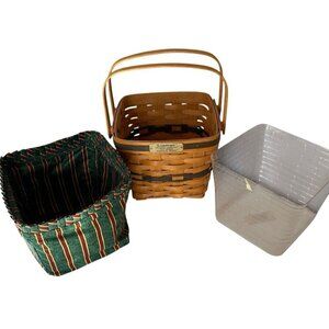 Longaberger 1995 Christmas Collection Cranberry Basket w/ Liner & Insert Holiday